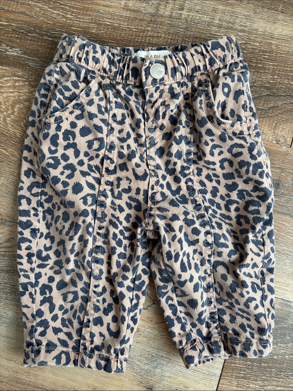 Baby Leopard Print barrel Pants - Tan/Black